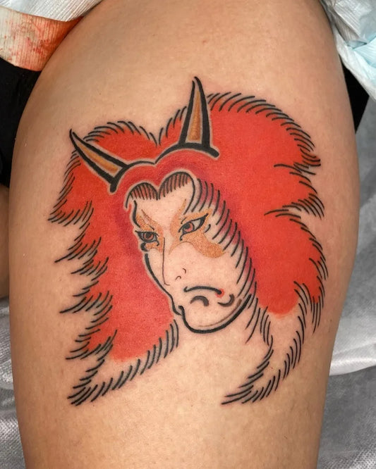 japanese red hair demon tattoo