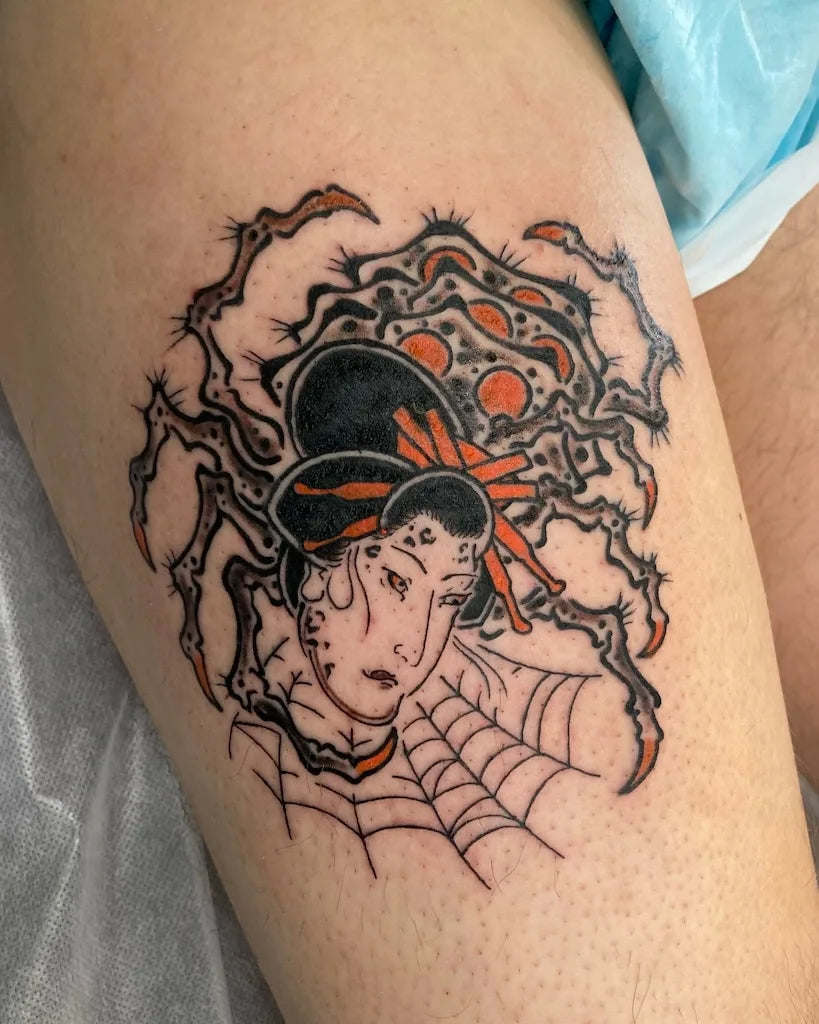 japanese geisha spider tattoo