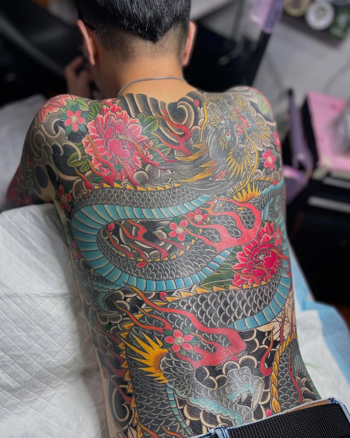 japanese dragon irezumi yakuza full back man tattoo