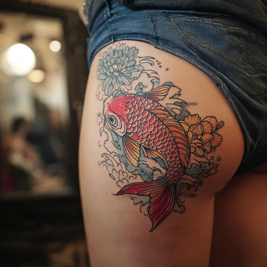 Koi Fish Hip Tattoo