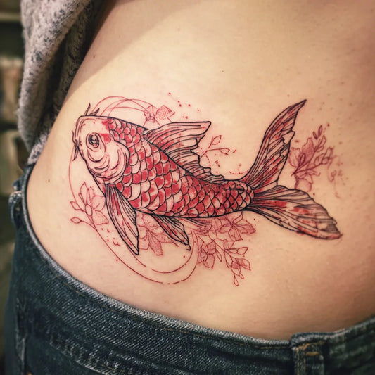 Koi Fish Stomach Tattoo