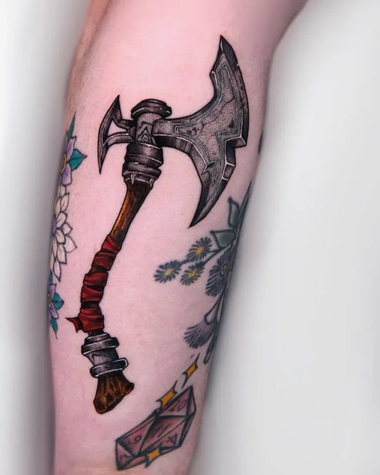 axe color realism tattoo on arm
