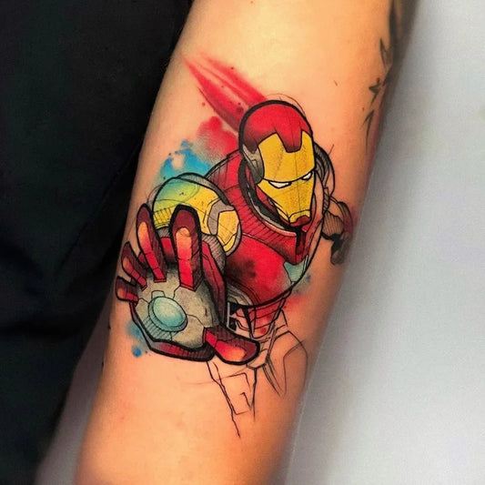 marvel ironman colorful tattoo