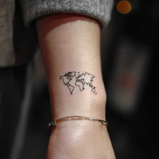 Map Outline Wrist Tattoo for Women