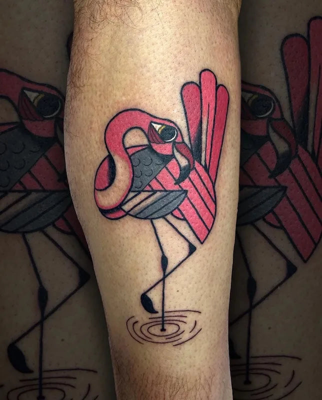 traditional pink flamingo tattoo