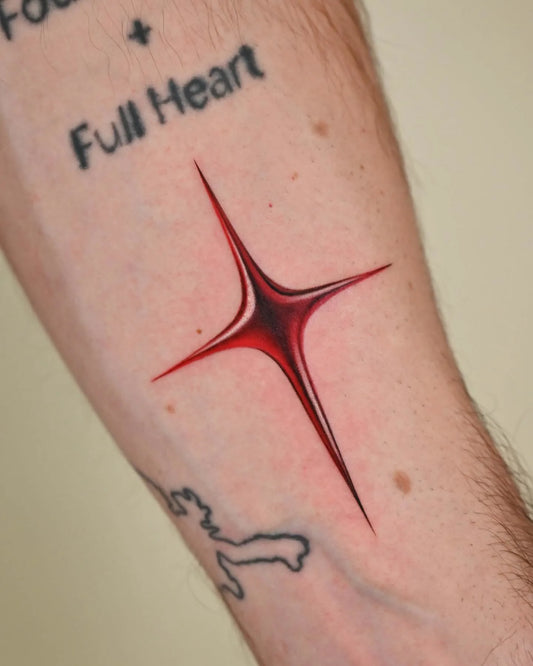 realistic 3d red cross tattoo