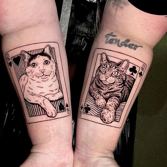 cats queen poker card matching tattoo