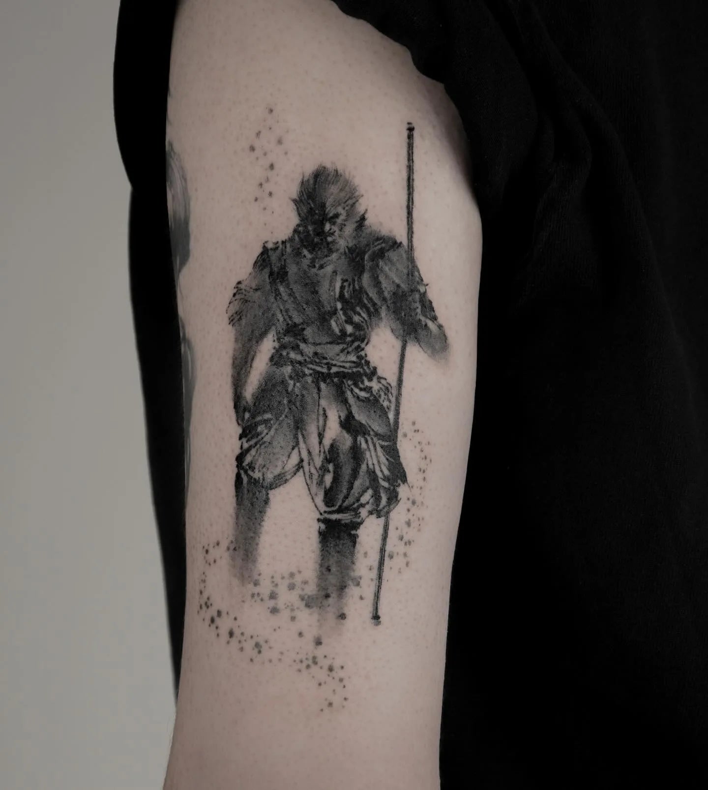 sun wukong monkey king chinese watercolor tattoo