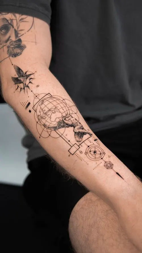 geometric greek forearm tattoo