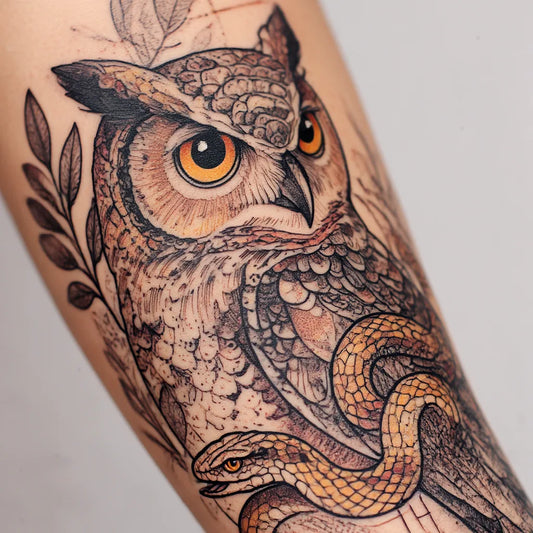 Owl And Snake Tattoo