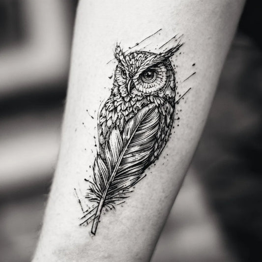 Owl Feather Tattoo