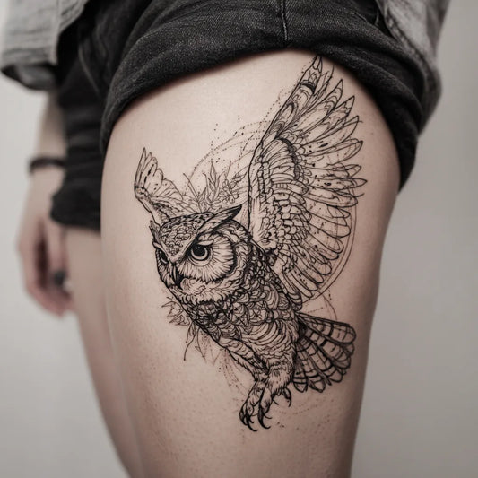 Owl Hip Tattoo