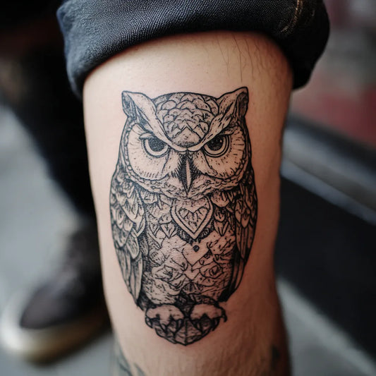 Owl Knee Tattoo
