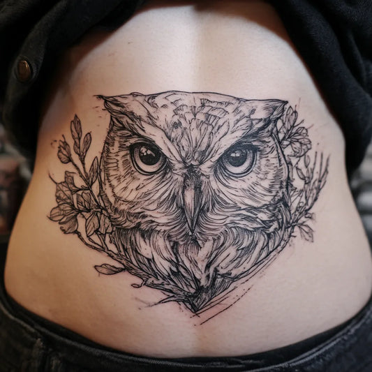 Owl Stomach Tattoo