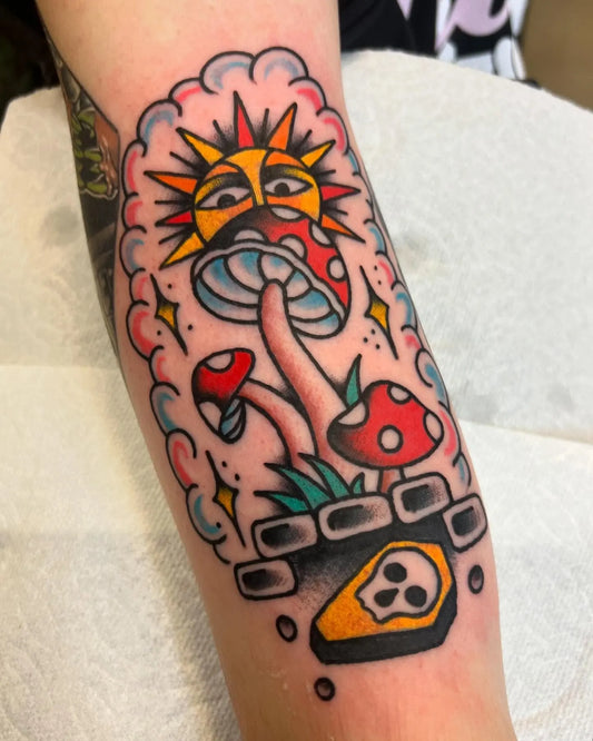 traditional mushrooms gaming tattoo
