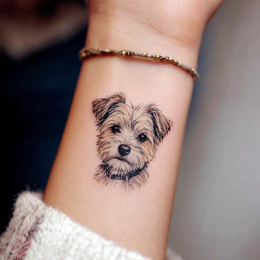 Realistic Dog Portrait Wrist Tattoo for Women