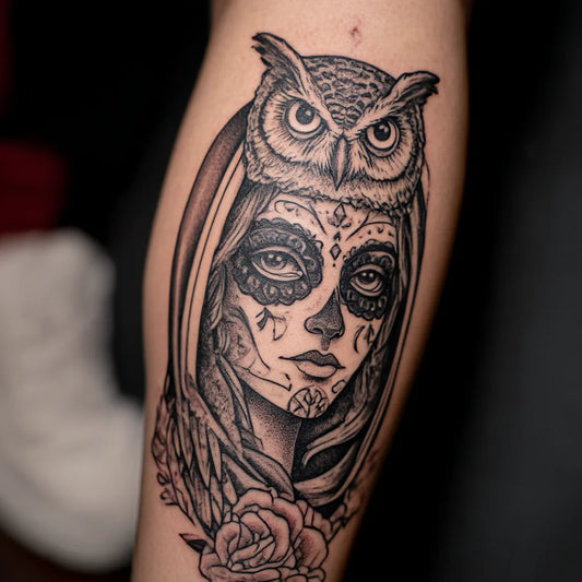 Santa Muerte Owl Tattoo