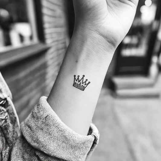 Simple Crown Outline Wrist Tattoo for Women