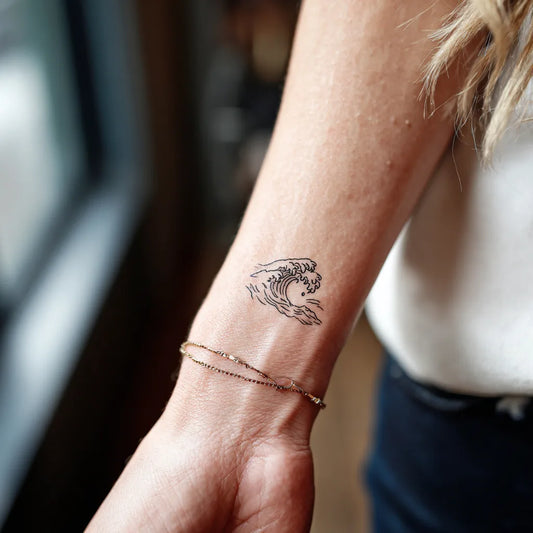 Simple Wave Fine Line Wrist Tattoo for Women