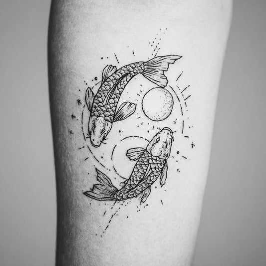 Sun and Moon Koi Fish Tattoo