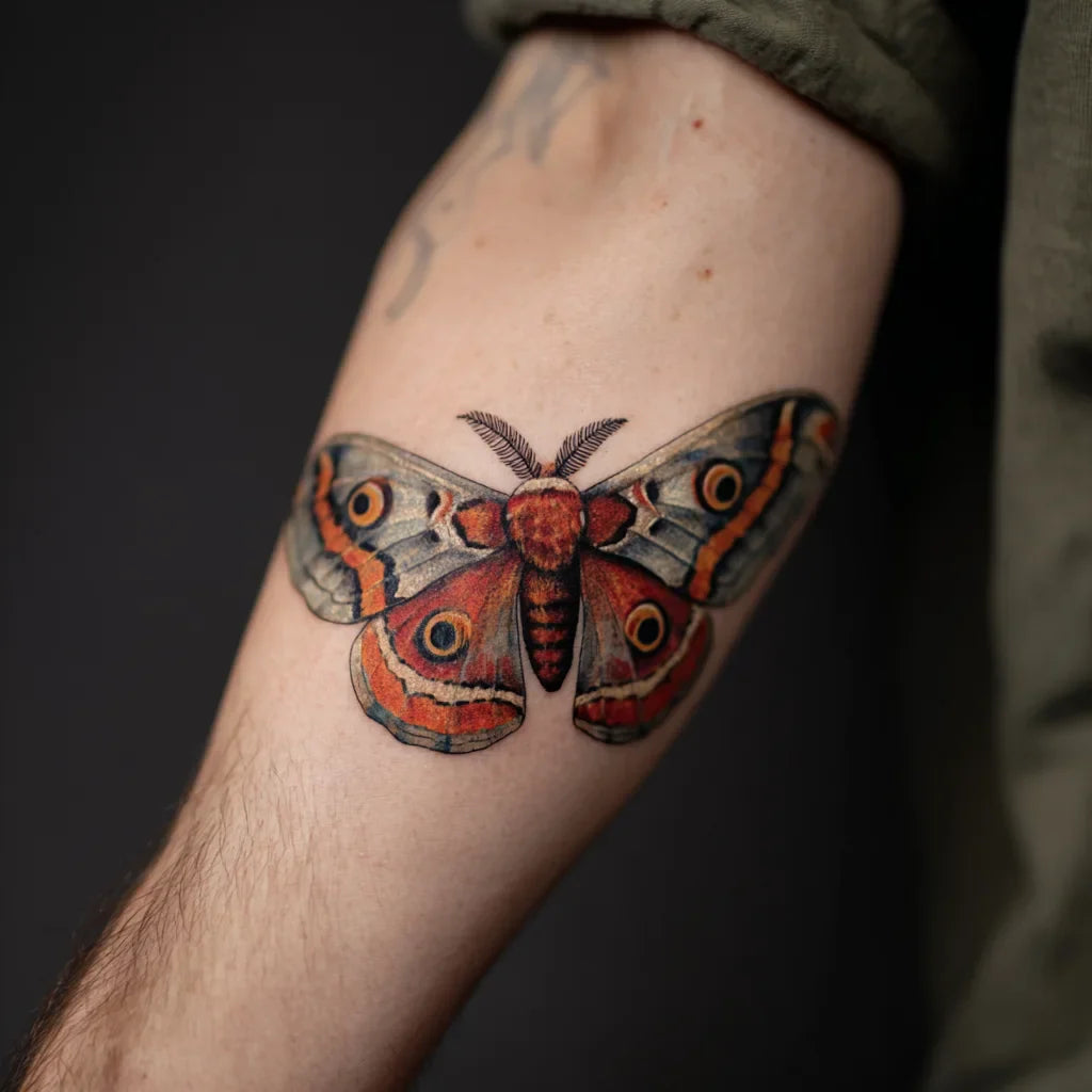 cecropia moth realism tattoo idea design