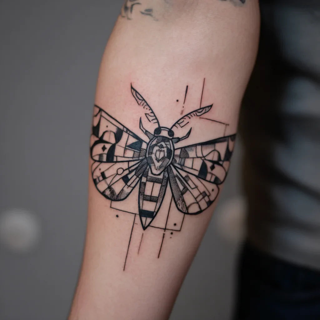 cubist moth tattoo idea design