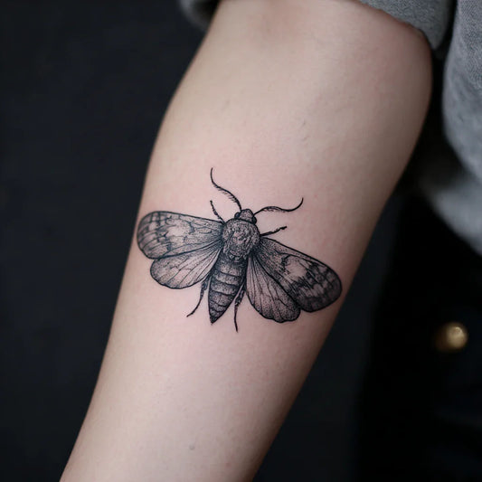 grey wash moth tattoo idea design
