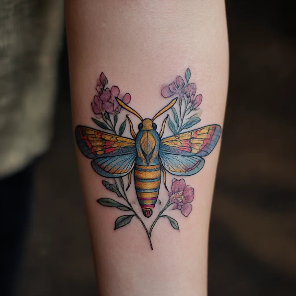 hummingbird moth tattoo idea design