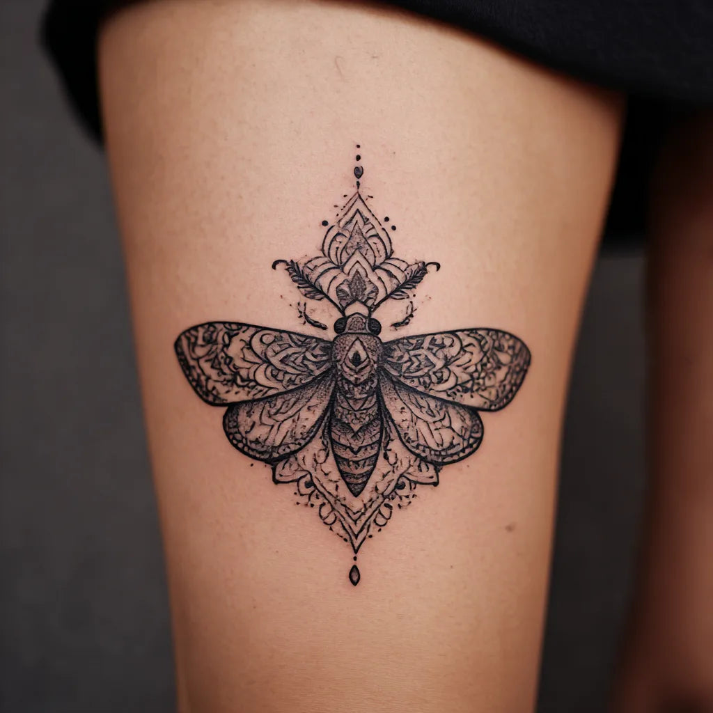 mandala moth tattoo idea design