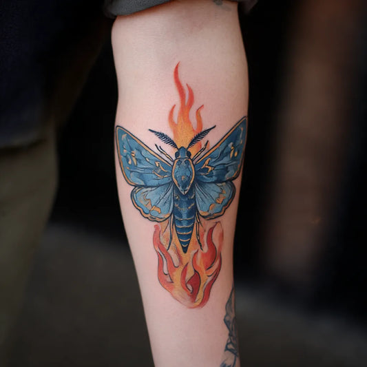 moth and flame tattoo idea design