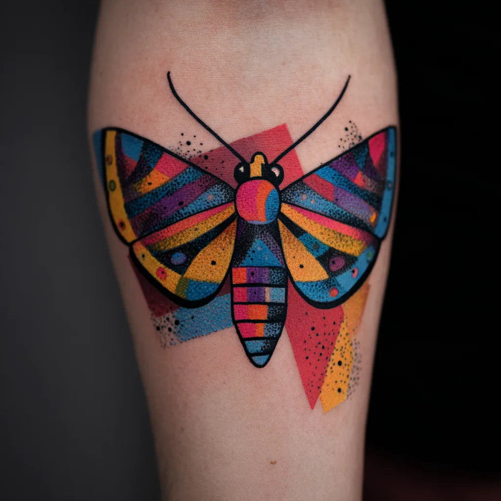 pop art moth tattoo idea design