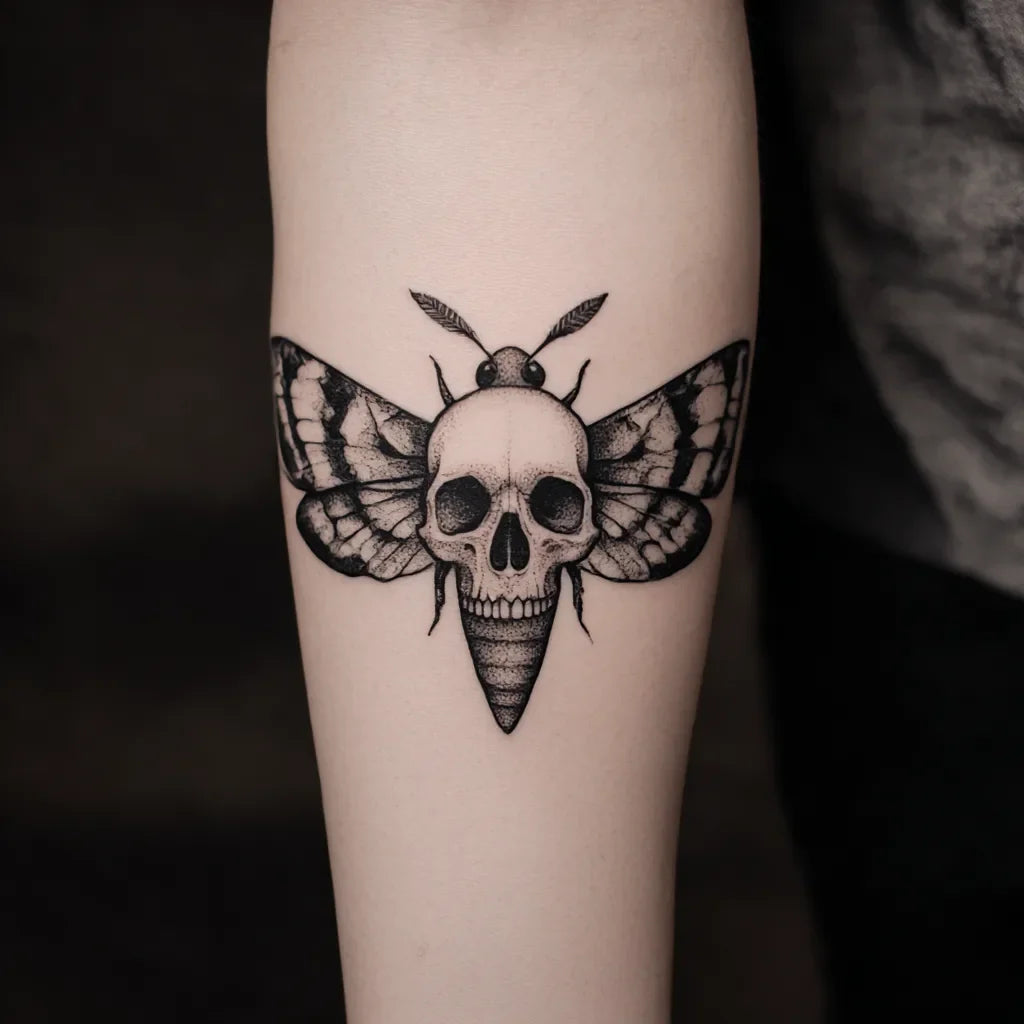 skull moth tattoo idea design
