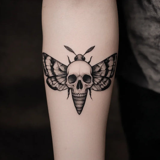 skull moth tattoo idea design