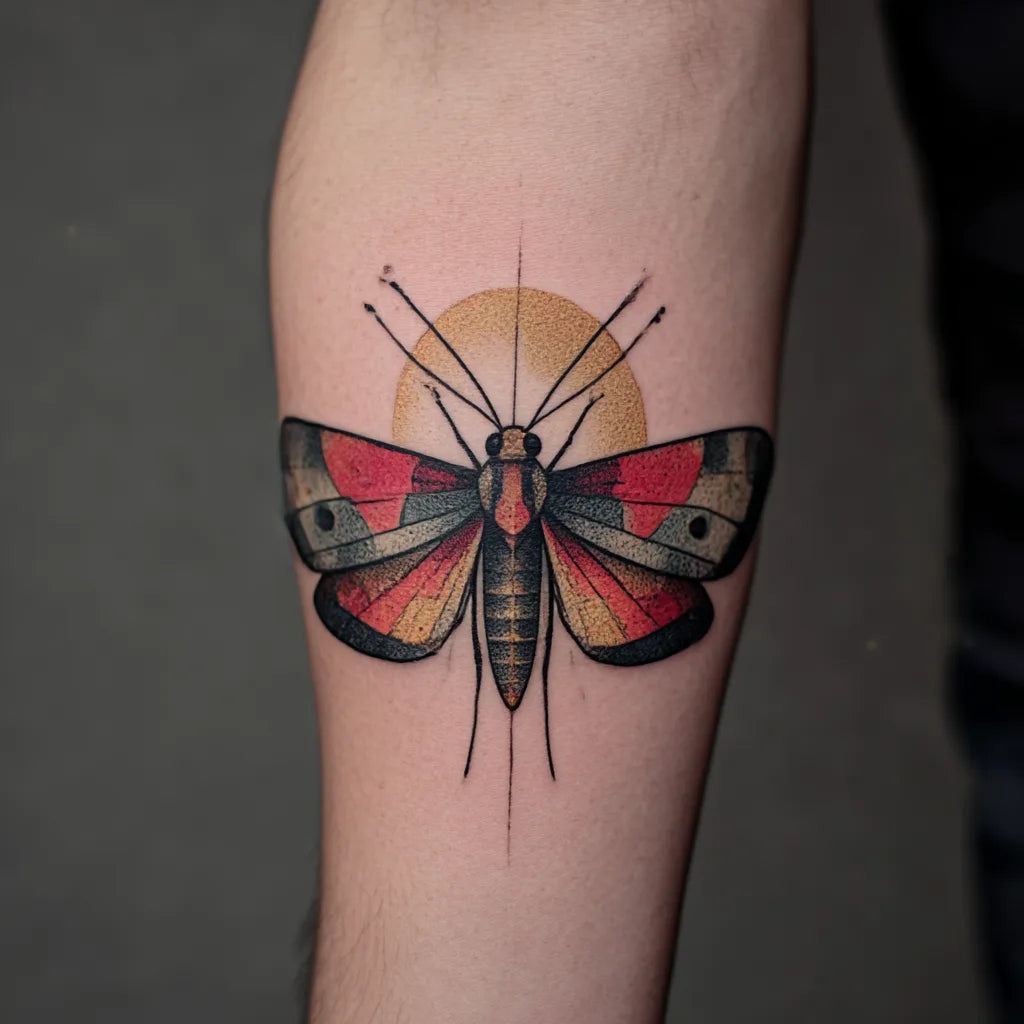 surrealist moth tattoo idea design