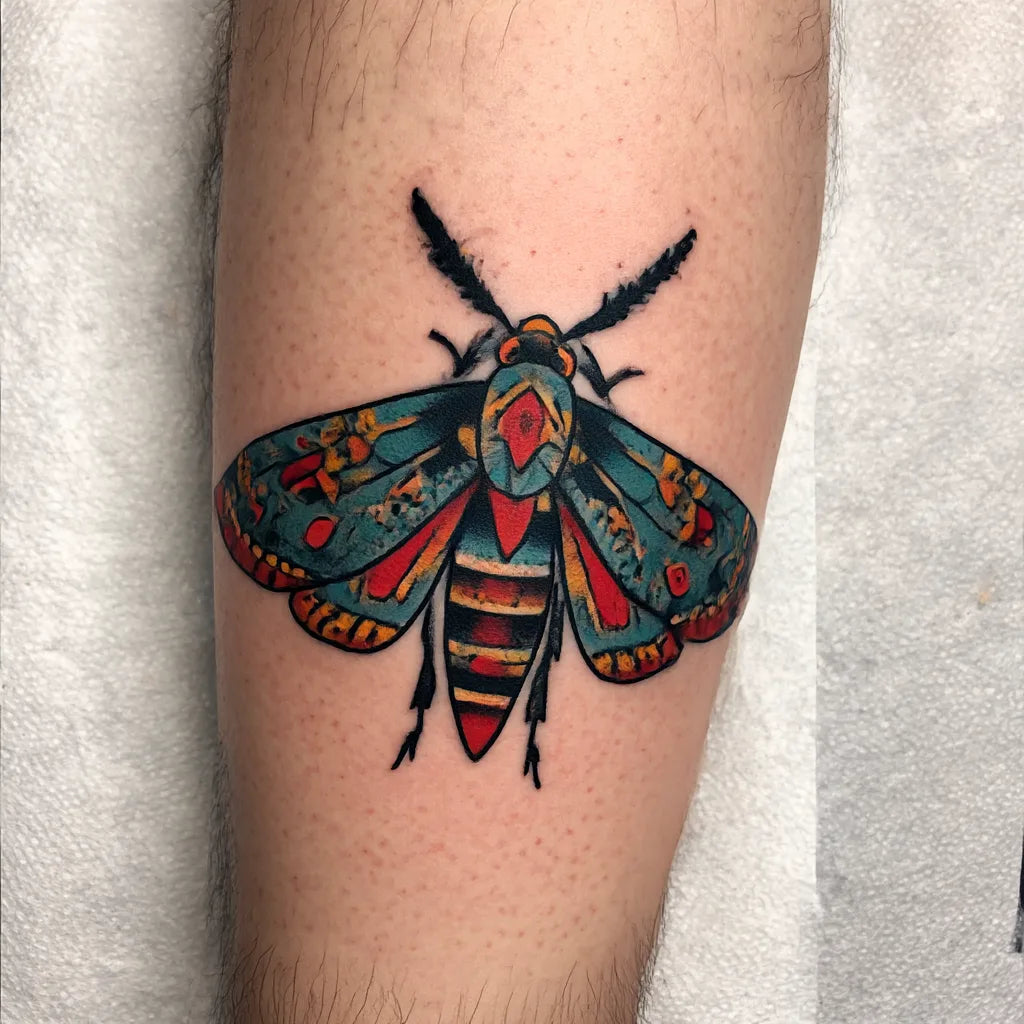 traditional american moth tattoo idea design