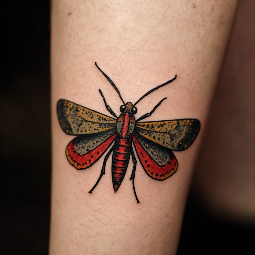vintage flash moth tattoo idea design