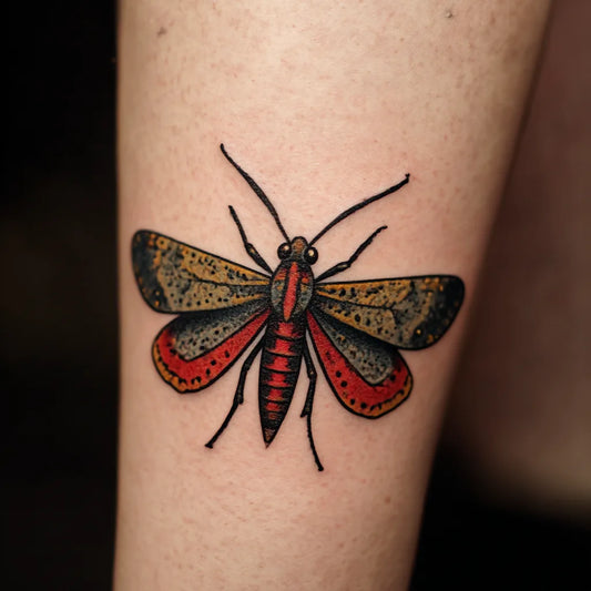 vintage flash moth tattoo idea design