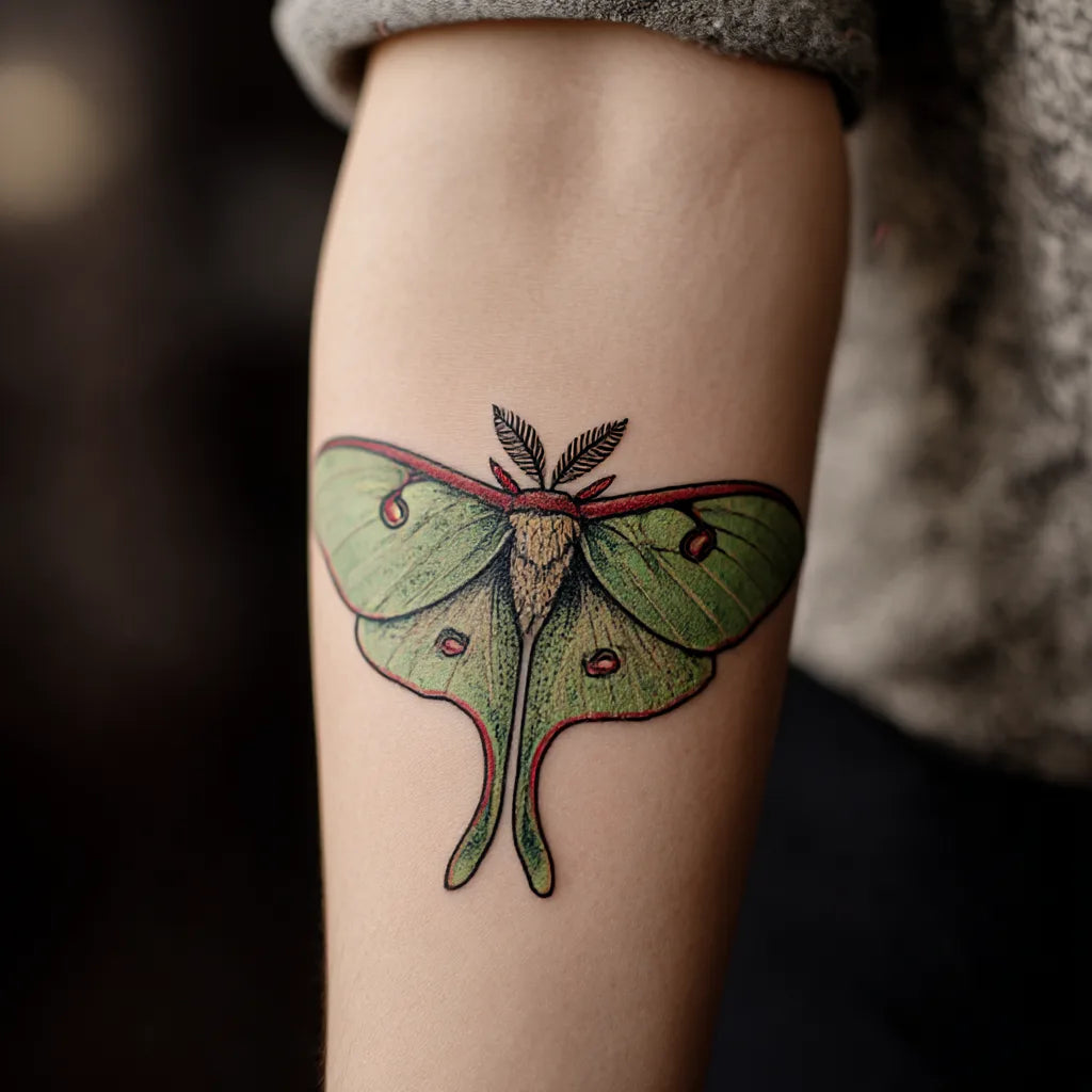 vintage luna moth tattoo idea design