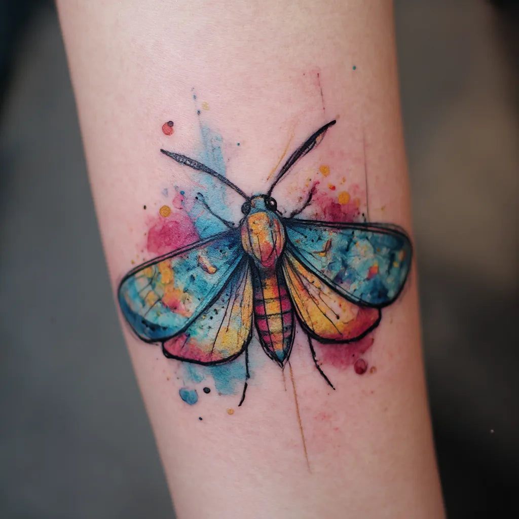 watercolor moth tattoo idea design