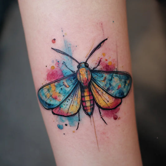 watercolor moth tattoo idea design