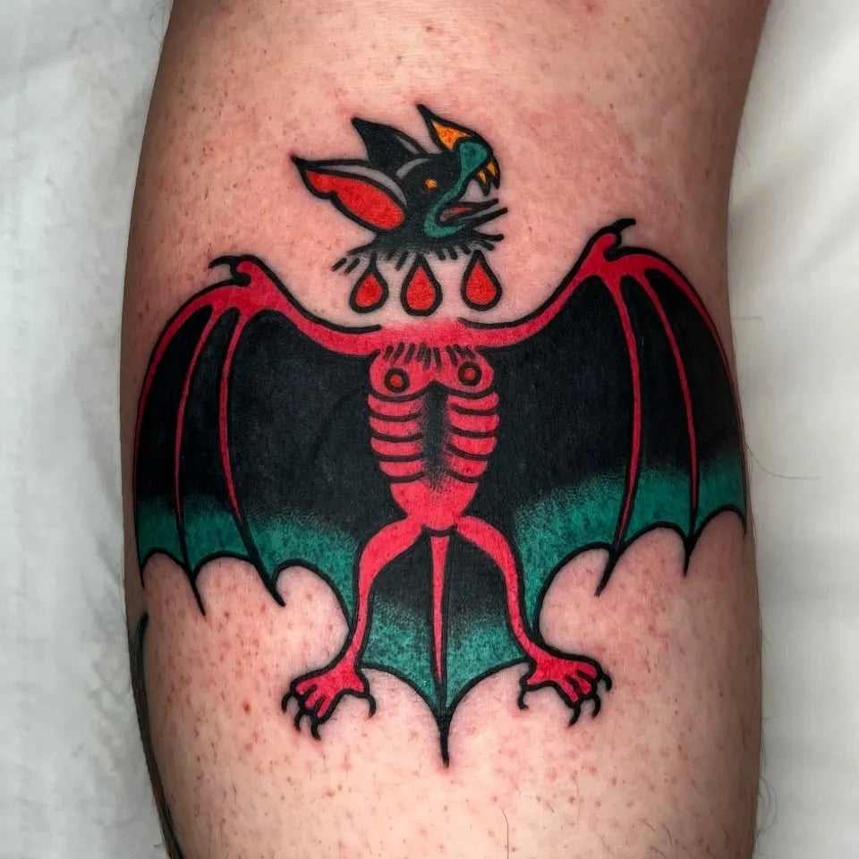 american traditional bat tattoo