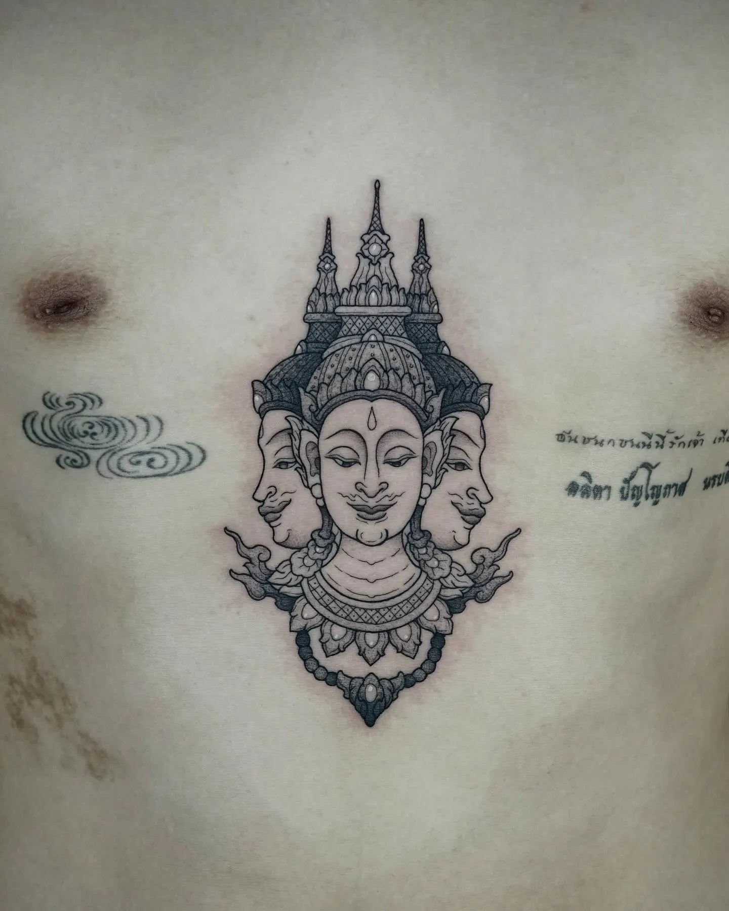 thailand bangkok Four-Faced Buddha god tattoo on man chest