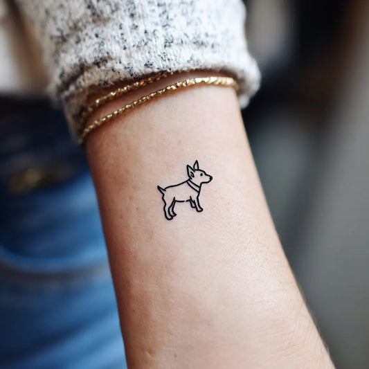 Tiny Dog Outline Wrist Tattoo for Women