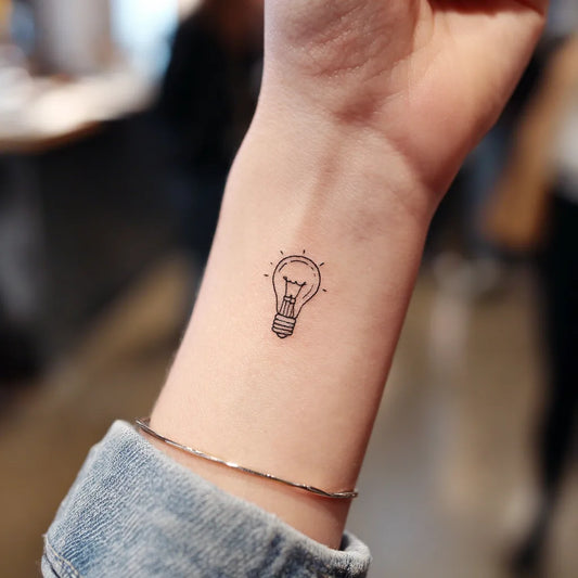 Tiny Lightbulb Wrist Tattoo for Women