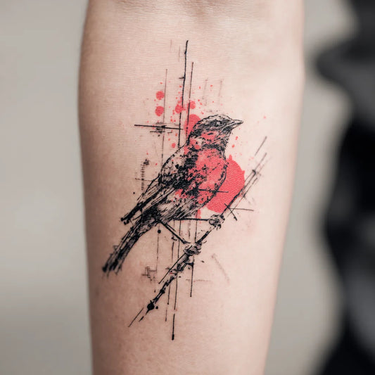 Trash Polka Bird Tattoo