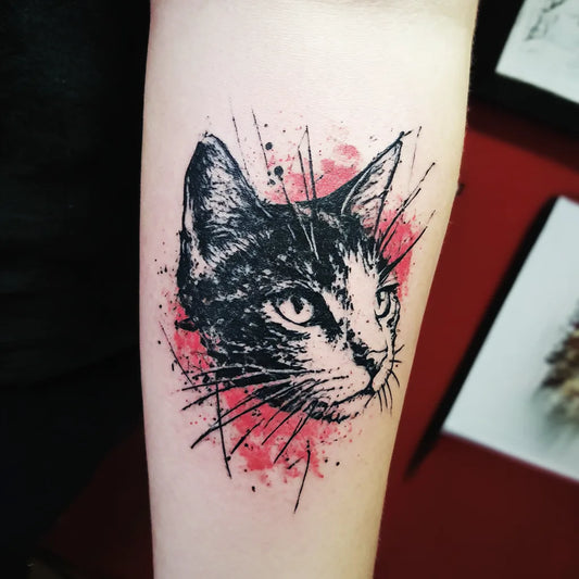 Trash Polka Cat Portrait Pet Tattoo