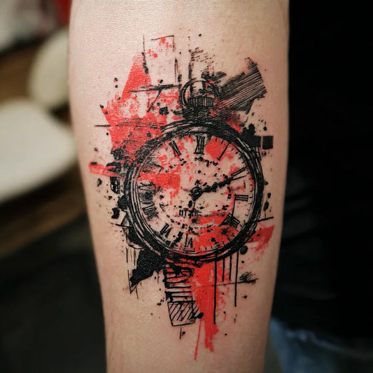 Trash Polka Clock Tattoo