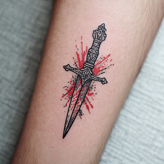Trash Polka Dagger Tattoo