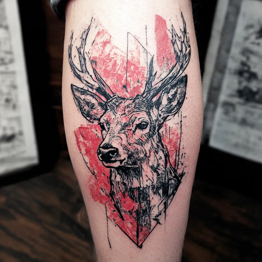 Trash Polka Deer Tattoo