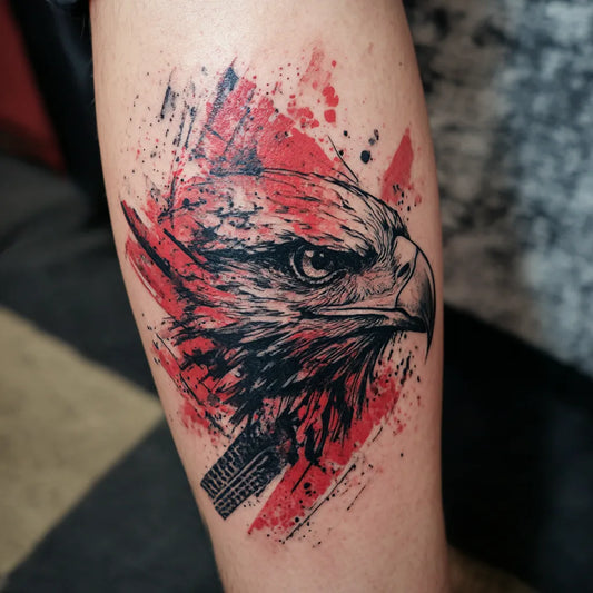 Trash Polka Eagle Head Tattoo